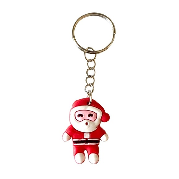 🔴 5 for $10 ONE Holiday Festive Christmas Santa Ring Key Chain - Picture 1 of 6
